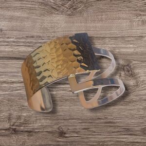 Gold Textured Geometric Cuff Bracelet